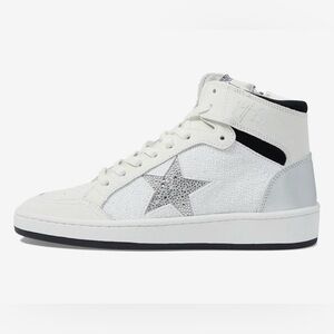 Vintage Havana White and Silver High-Top Sneakers